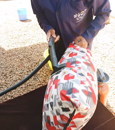Shine On cleaner deep-cleaning a cushion
